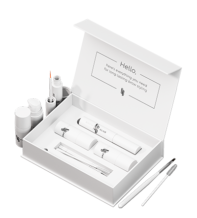 Kit de stratification Nanobrow présenté avec son contenu illustré.